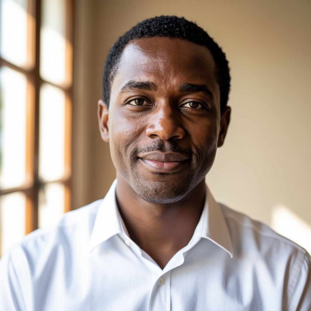 Portrait of editor James Okonkwo